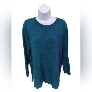 Blue Relaxed 3/4 Sleeve Sweatshirt